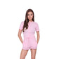 Women’s cotton top and shorts set in Dove Pink color