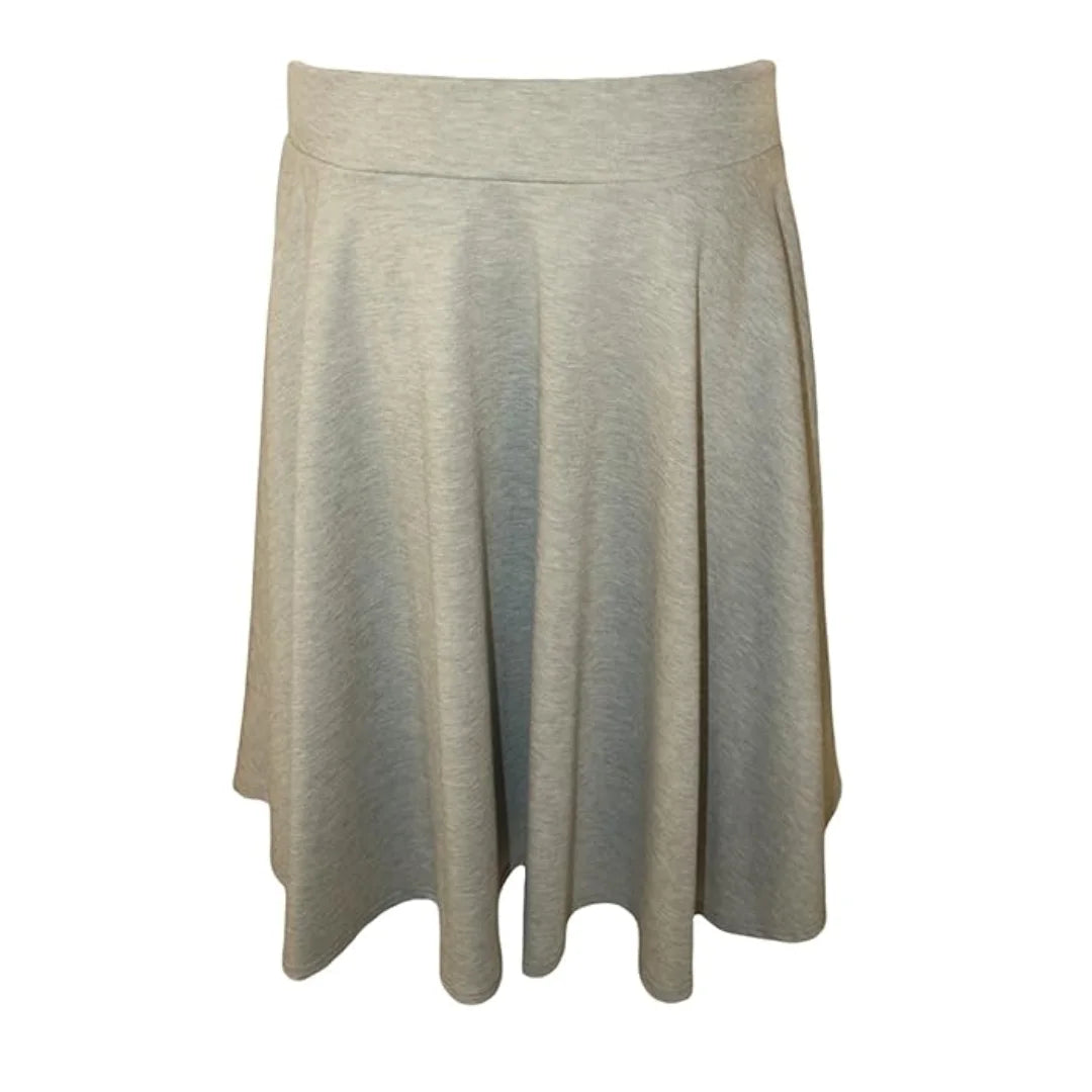 Ladies plain stretchy skater skirt in Grey color