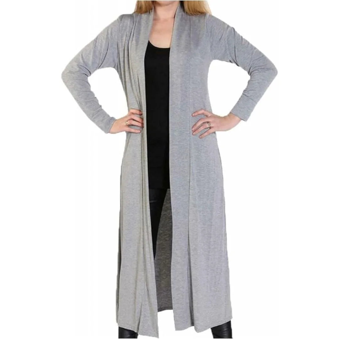 Women’s plus size maxi long cardigan in Grey color