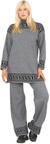 Ladies high neck geometric print jumper suit in Grey color