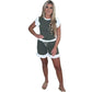 Women’s ribbed co ord shorts set in Khaki color