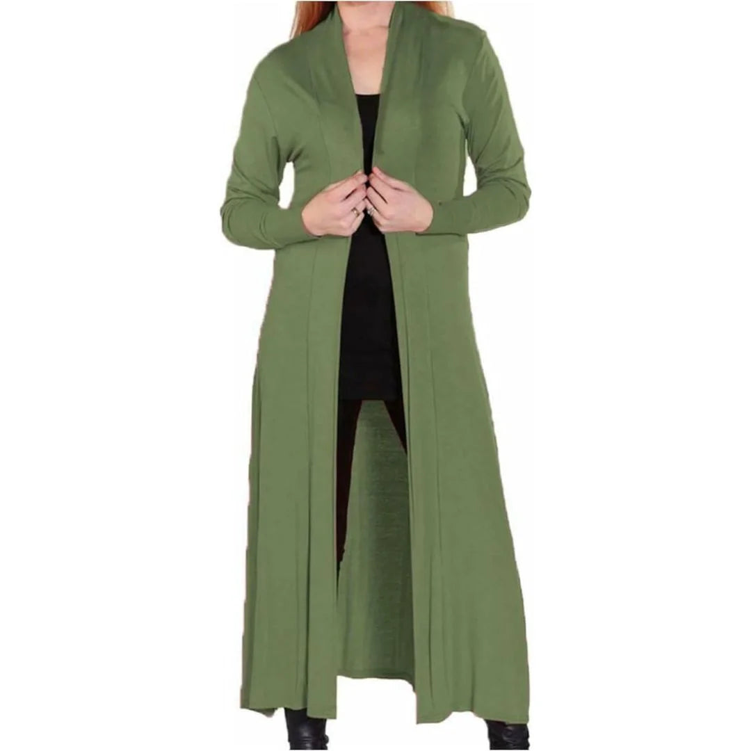 Women’s plus size maxi long cardigan in Khaki color