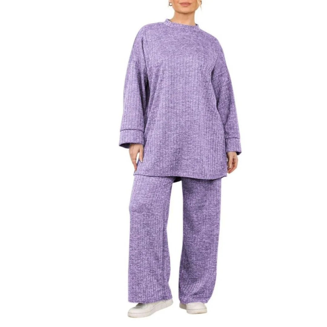 Women’s velvet hooded tracksuit set in Lilac color