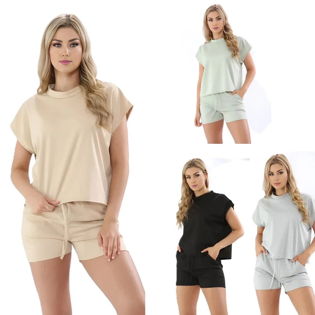 Ladies short sleeve two piece tracksuit