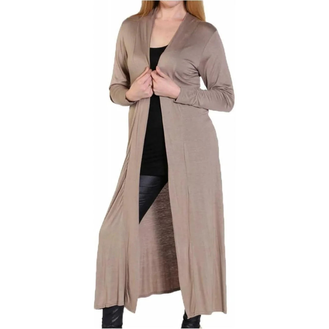 Women’s plus size maxi long cardigan in Mocha color