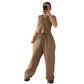 Women’s wide leg pants two piece set in Mocha color