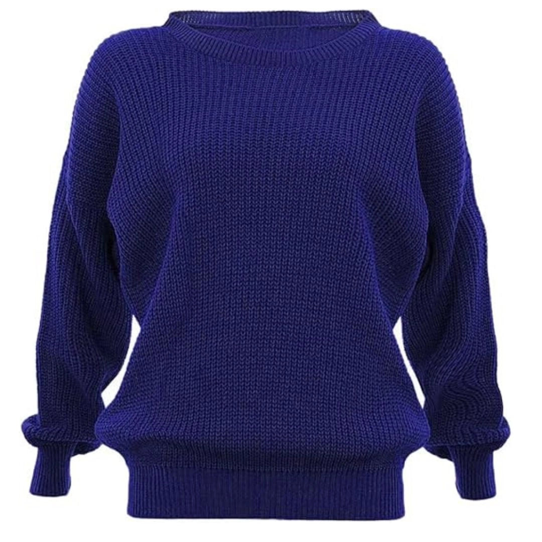 Ladies chunky fisherman jumper in Navy color