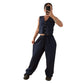 Women’s wide leg pants two piece set in Navy color