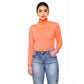 Women’s mock neck long sleeve bodysuit in Neon Orange color