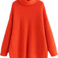 Women’s chunky knitted high roll neck jumper dress in orange color
