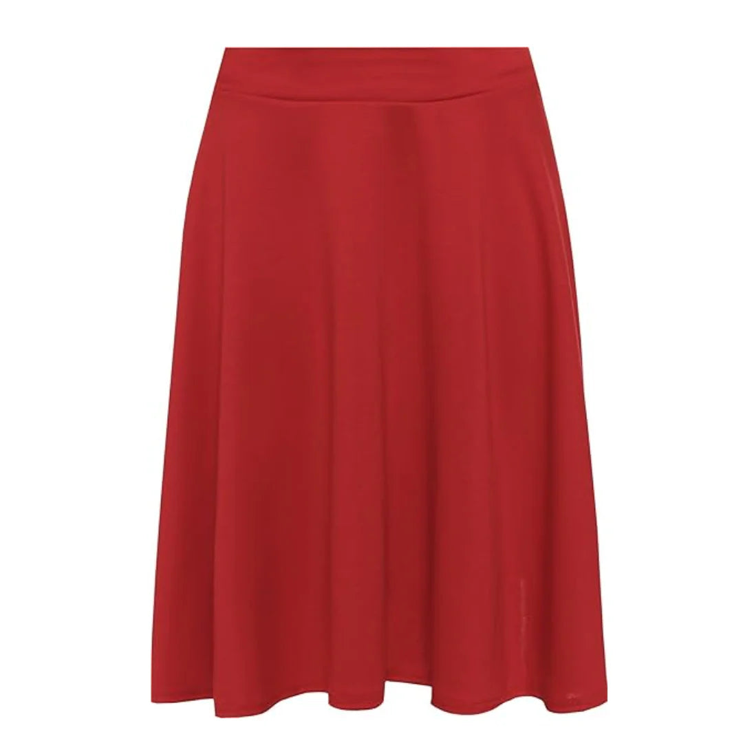Ladies plain stretchy skater skirt in Red color