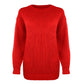 Ladies chunky fisherman jumper in Red color