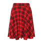 Ladies plain stretchy skater skirt in Red Tartan color