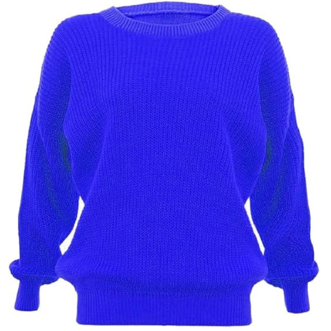 Ladies chunky fisherman jumper in Royal color