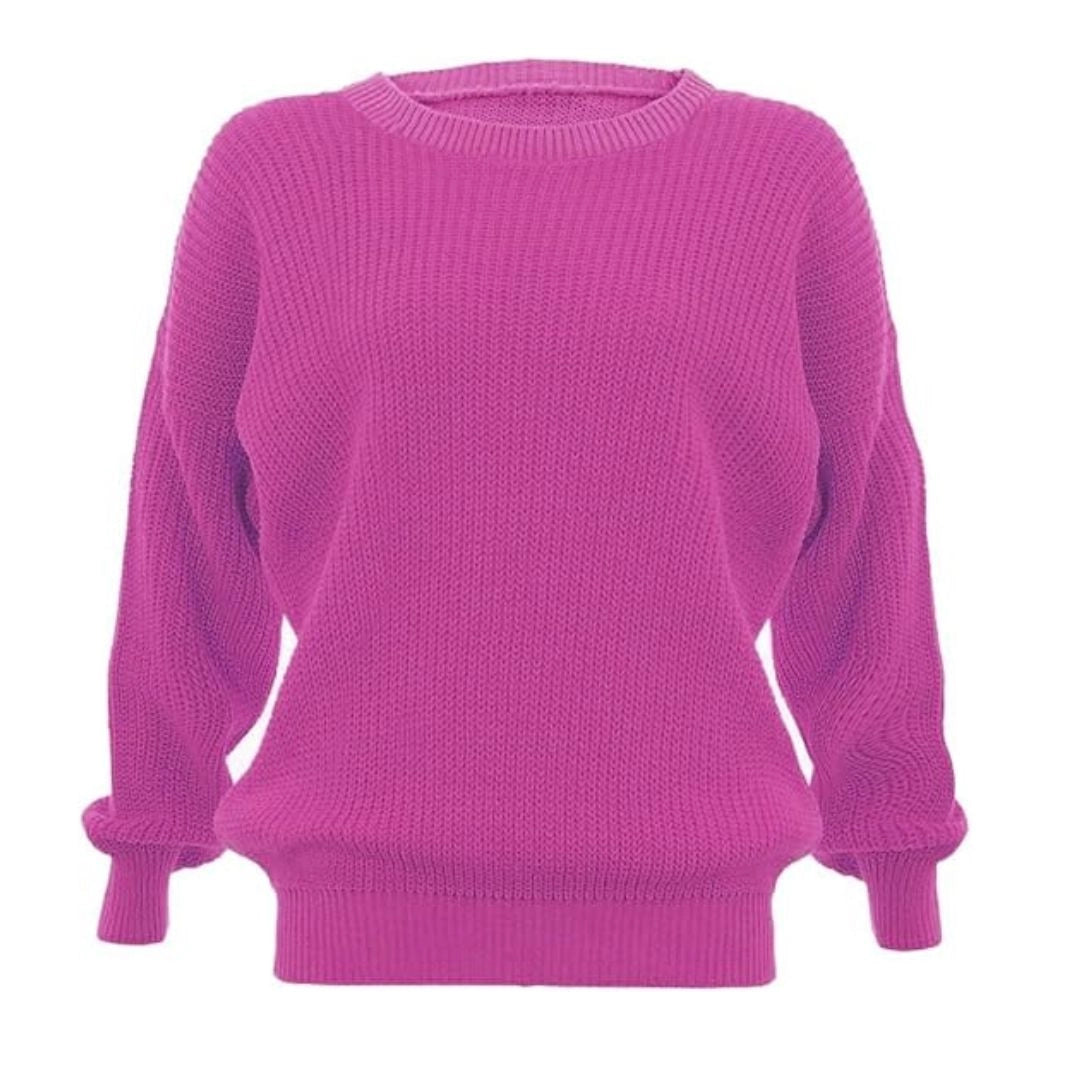 Ladies chunky fisherman jumper in Lilac color