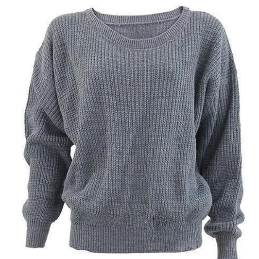 Ladies chunky fisherman jumper in Silver color