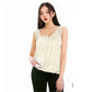 Women’s sleeveless bubble hem tank top in Stone color