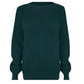 Ladies chunky fisherman jumper in teal color