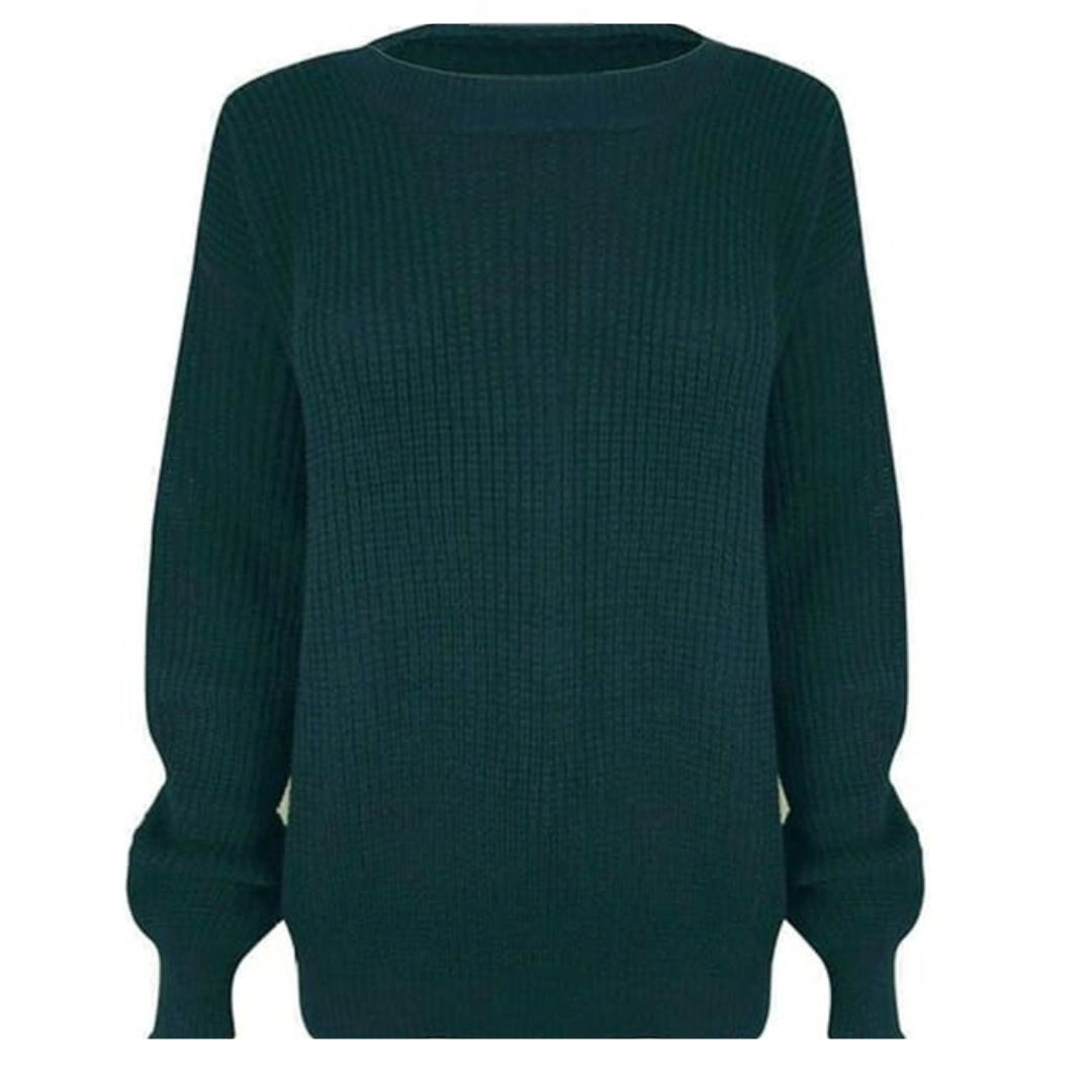 Ladies chunky fisherman jumper in teal color