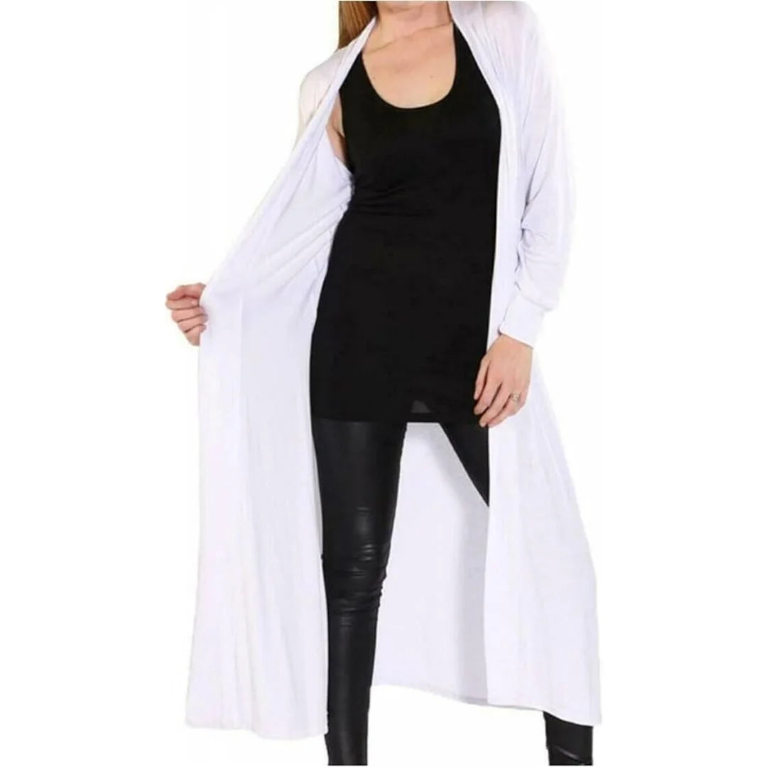 Women’s plus size maxi long cardigan in White color