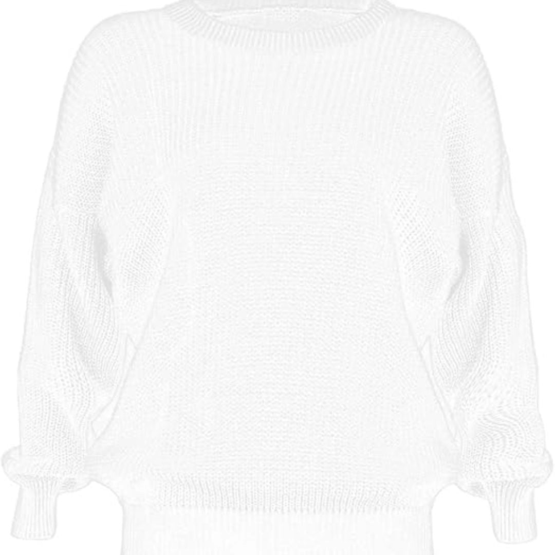 Ladies chunky fisherman jumper in White color