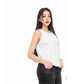 Women’s sleeveless bubble hem tank top in White color
