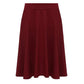 Ladies plain stretchy skater skirt in Wine color