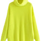 Women’s chunky knitted high roll neck jumper dress in yellow color