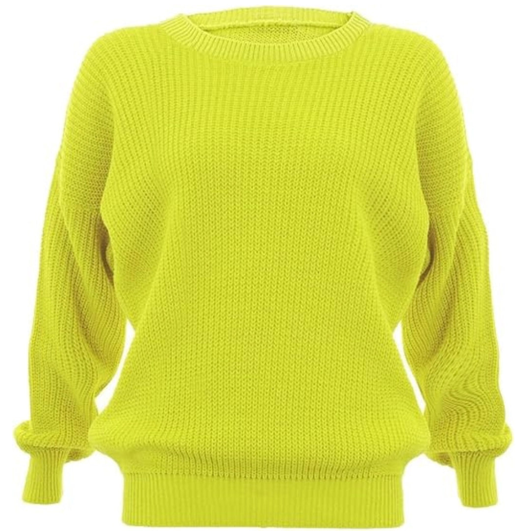 Ladies chunky fisherman jumper in Yellow color